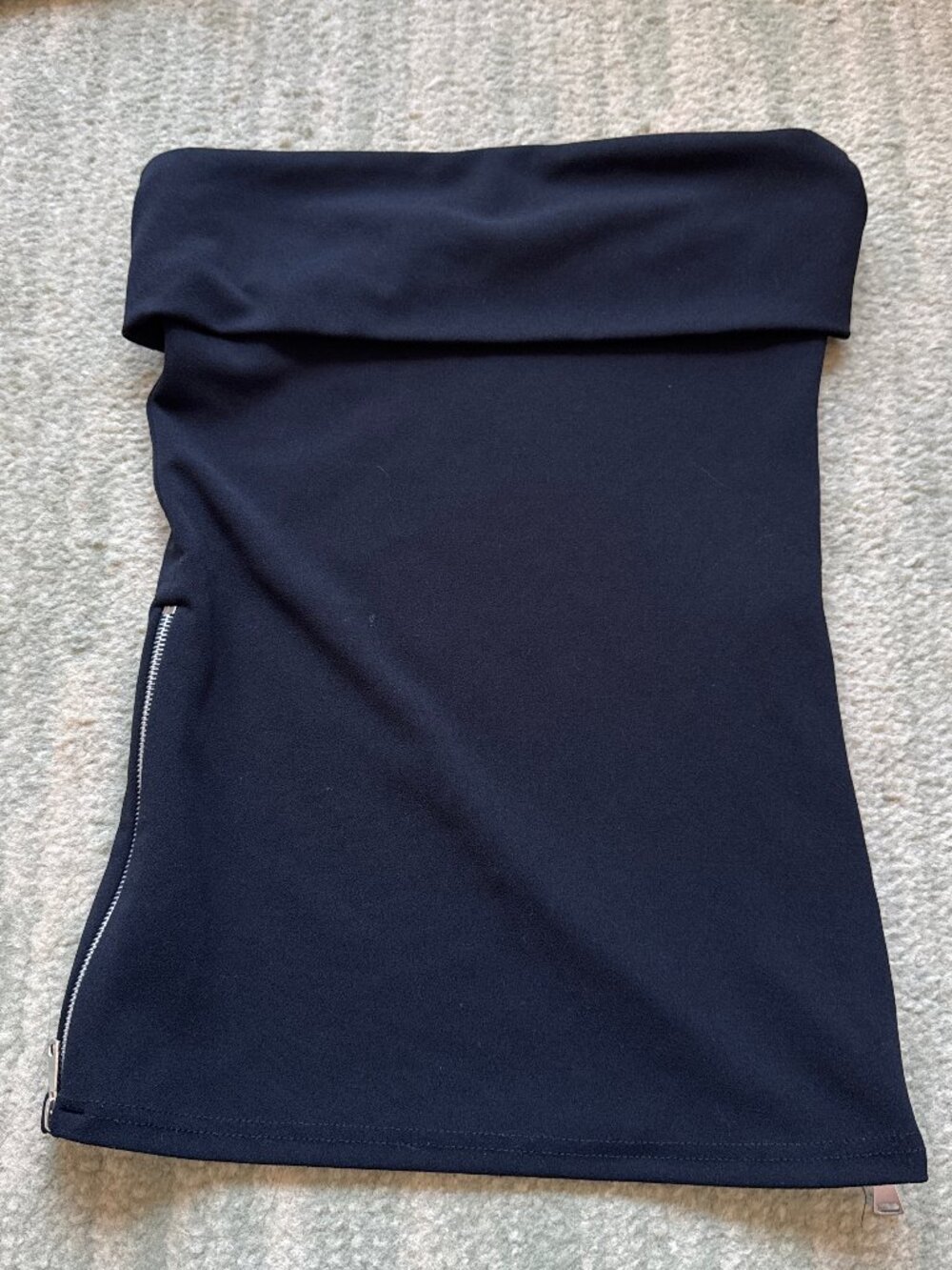 Black tube top with zipper detail
